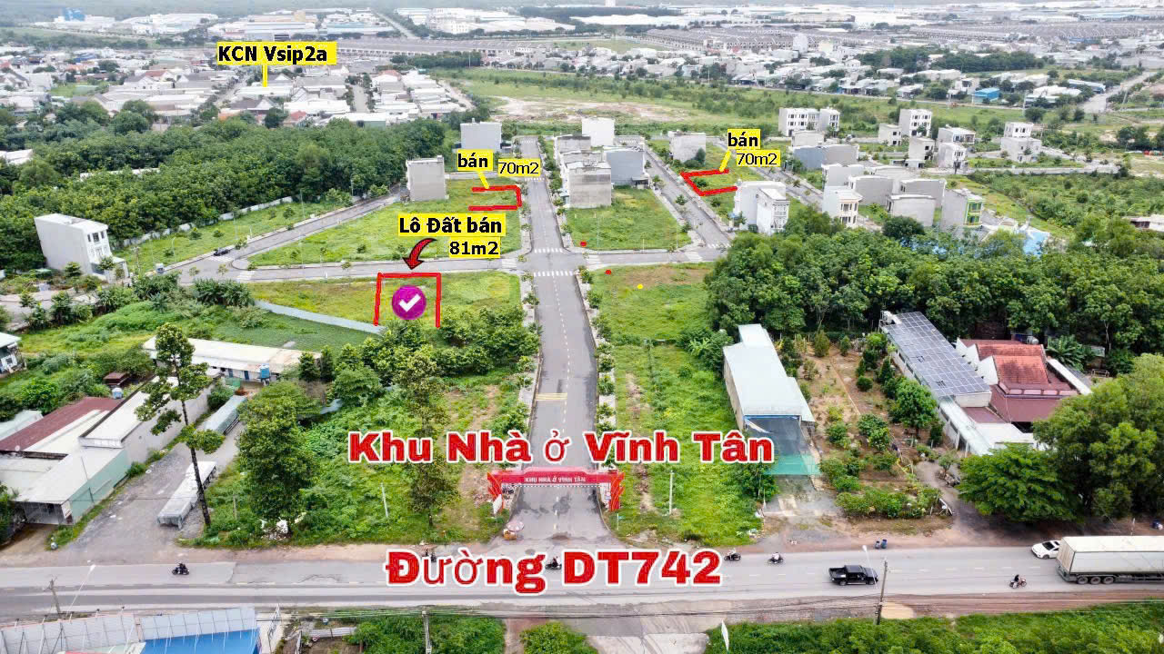 81m2 sổ sẵn, mặt tiền DT742, sát với KCN Vsip2a