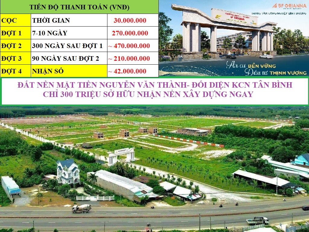 Thanh toán 300Tr sở hữu ngay đất nền KĐT 5F Orianna
