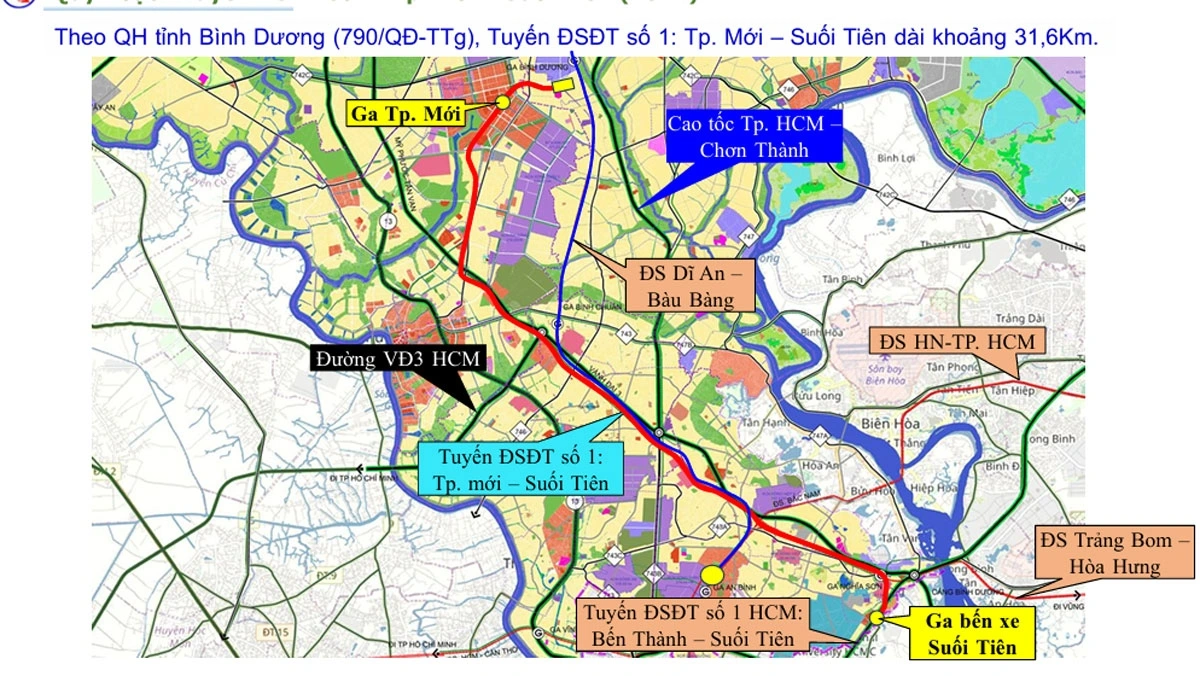 Tuyến metro số 2 kết nối từ TP. Thủ Dầu Một đến TP. HCM với mức đầu tư dự kiến 2 tỷ USD. Nguồn VOV 